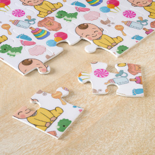 かわいい赤ちゃんの保育園のおもちゃのパターン ベビーシャワー ジグソーパズル