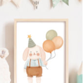 かわいい赤ちゃんの保育園 ピンクのウサギ 雲と星 ポスター