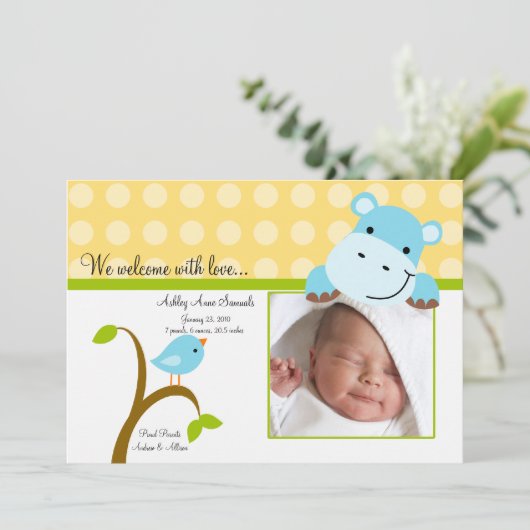 かわいい赤ちゃんの写真　生まれたお知らせ 案内状 (スタンド正面)