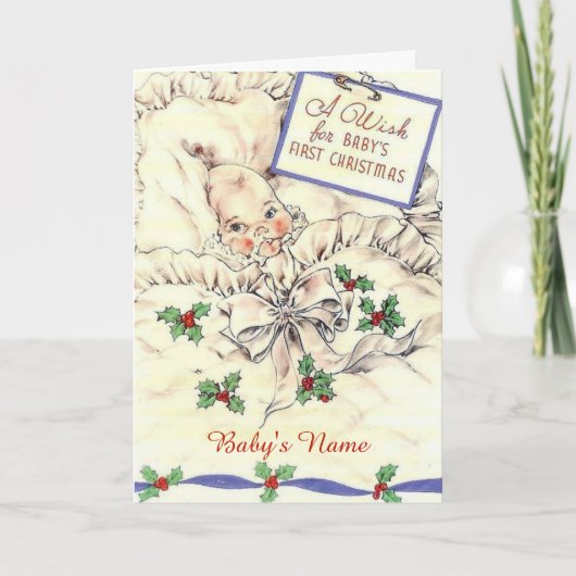 かわいい赤ちゃんの初めてのクリスマス シーズンカード (正面)