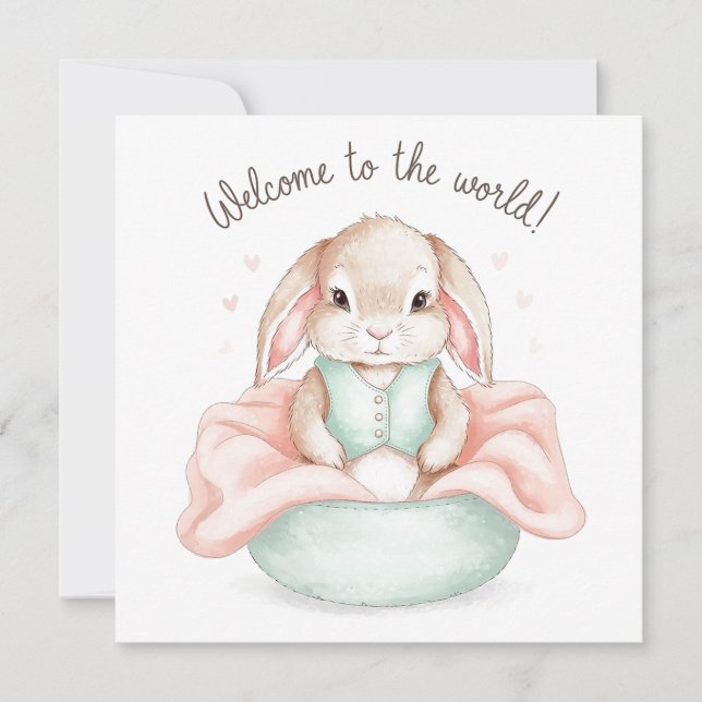 かわいい赤ちゃんの動物のイラスト 新生児のご挨拶 (正面)