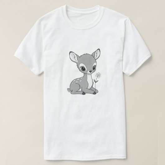 かわいい赤ちゃんの子鹿の保育園の壁のアート - 森の動物 Tシャツ (デザイン正面)