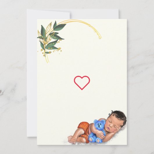 かわいい赤ちゃんの寝顔 QRコード シャワー招待状 (裏面)