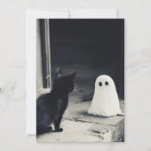 かわいい赤ちゃんの幽霊と子猫 ハロウィン シーズンカード (正面)