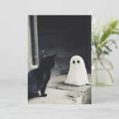 かわいい赤ちゃんの幽霊と子猫 ハロウィン シーズンカード (スタンド正面)