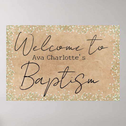 かわいい赤ちゃんの息の花バプテスマ素朴スへようこそ ポスター (正面)