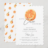 かわいい赤ちゃんの歓迎パーティー オレンジの招待状 招待状 (正面/裏面)