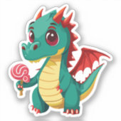 かわいい赤ちゃんの甘いドラゴンとお気に入りのキャンディ シール (正面)