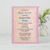 かわいい赤ちゃんの足跡 ベビーシャワー 招待状 (スタンド正面)