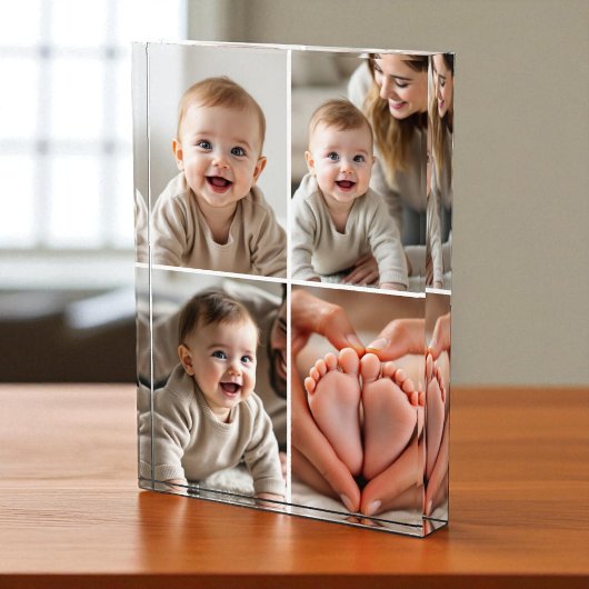 かわいい赤ちゃんの4枚の写真の組み合わせた絵のブロック フォトブロック