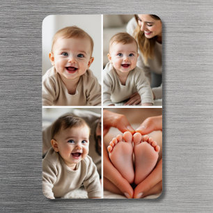 かわいい赤ちゃんの4枚の写真の組み合わせた絵 マグネット
