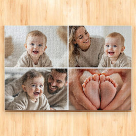 かわいい赤ちゃんの4枚の写真コラージュを作成 ジグソーパズル