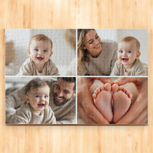 かわいい赤ちゃんの4枚の写真コラージュを作成 ジグソーパズル