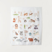 かわいい赤ちゃんアニマルアルファベット タペストリー (正面)