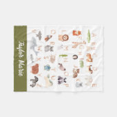 かわいい赤ちゃんアニマルアルファベット フリースブランケット (正面(横))