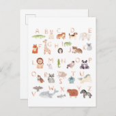 かわいい赤ちゃんアニマルアルファベット ポストカード (正面/裏面)