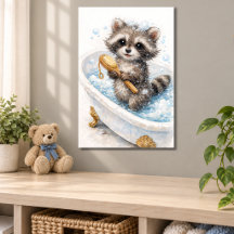 かわいい赤ちゃんアライグマのバブルバス