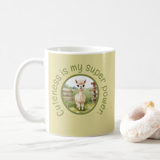 かわいい赤ちゃんアルパカのコーヒーマグ コーヒーマグカップ (ドーナツ)