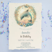 かわいい赤ちゃんイルカの誕生日パーティー 招待状