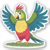 かわいい赤ちゃんインコのキャラクター シール (正面)