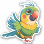 かわいい赤ちゃんインコのキャラクター シール (正面)