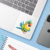 かわいい赤ちゃんインコのキャラクター シール (ノートパソコンとiPhone)