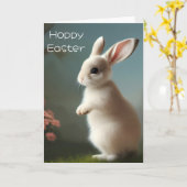 かわいい赤ちゃんウサギのイースター肖像 カード (黄色い花)