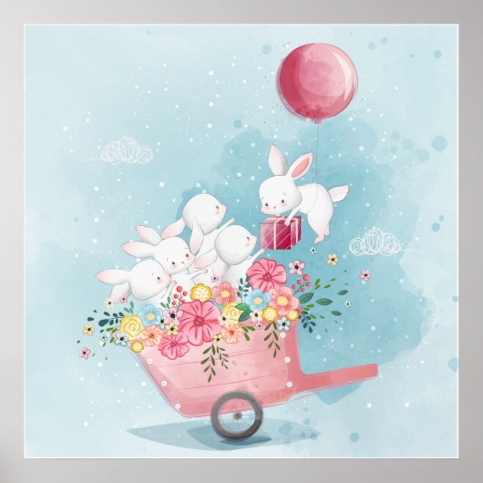 かわいい赤ちゃんウサギのポスター ポスター (正面)
