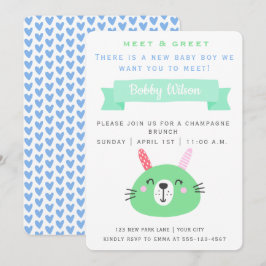 かわいい赤ちゃんウサギ | 新生児ベビーのお披露目パーティー 招待状