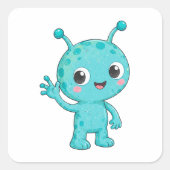 かわいい赤ちゃんエイリアンの宇宙モンスター スクエアシール (正面)