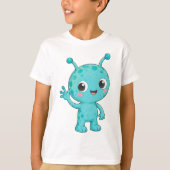 かわいい赤ちゃんエイリアンの宇宙モンスター Tシャツ (正面)