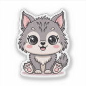 かわいい赤ちゃんオオカミ動物ステッカー シール (正面)