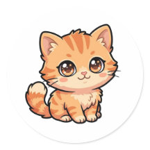 かわいい赤ちゃんオレンジテビー子猫クラシックステッカー