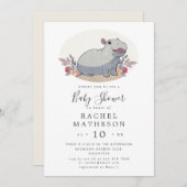 かわいい赤ちゃんカバのベビーシャワー 招待状 (正面/裏面)