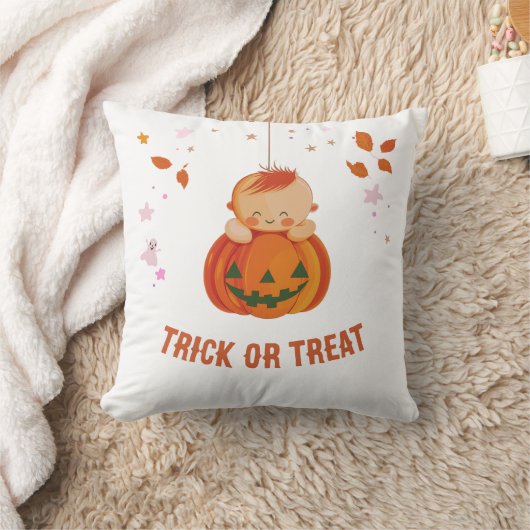 かわいい赤ちゃんカボチャのハロウィーン トリック オア トリート クッション (ブランケット)