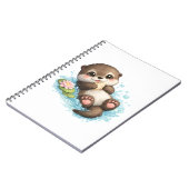 かわいい赤ちゃんカワウソの水面浮遊 スパイラルノート ノートブック (左側)