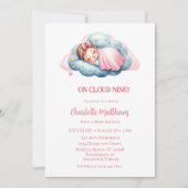 かわいい赤ちゃんガールクラウド9 9赤ちゃんシャワー 招待状 (正面)