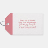 かわいい赤ちゃんガールシャワーピンク傘ありがとう ギフトタグ (裏面横)