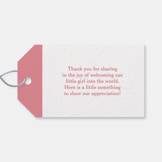 かわいい赤ちゃんガールシャワーピンク傘ありがとう ギフトタグ (裏面横)