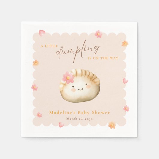 かわいい赤ちゃんガールシャワー途中の小さな餃子 スタンダードカクテルナプキン (正面)