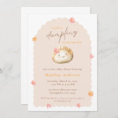 かわいい赤ちゃんガールシャワー途中の小さな餃子 招待状 (正面/裏面)