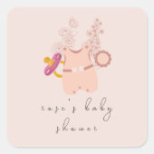 かわいい赤ちゃんガールシャワー スクエアシール (正面)