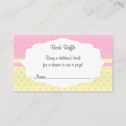 かわいい赤ちゃんガールブックラッフルのコウノトリ エンクロージャーカード (裏面)