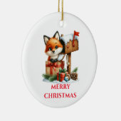 かわいい赤ちゃんキツネクリスマス セラミックオーナメント (右)