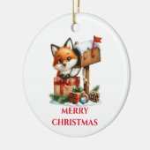かわいい赤ちゃんキツネクリスマス セラミックオーナメント (左)