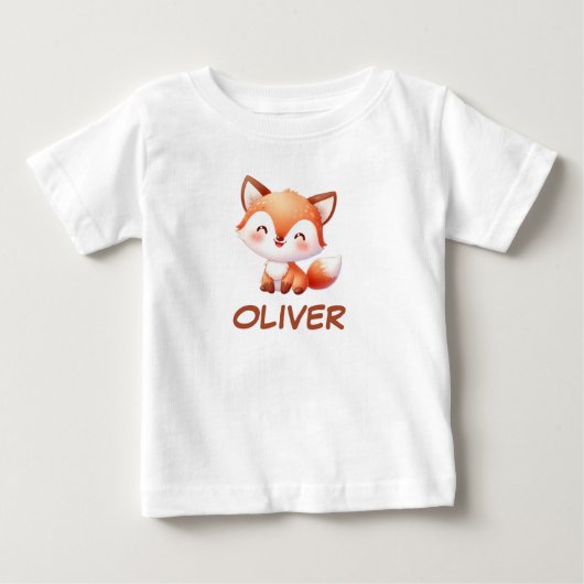 かわいい赤ちゃんキツネ オーダーメイド ベビーTシャツ (正面)