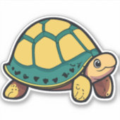 かわいい赤ちゃんキャラクターのカメ シール (正面)