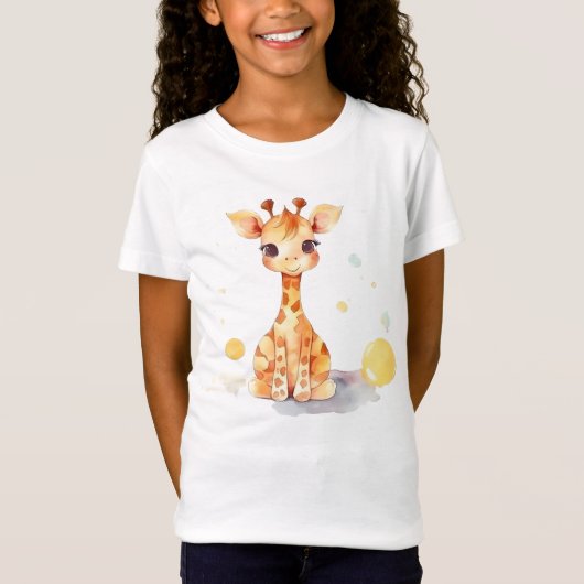 かわいい赤ちゃんキリンの子供用ジャージーTシャツ Tシャツ (正面)