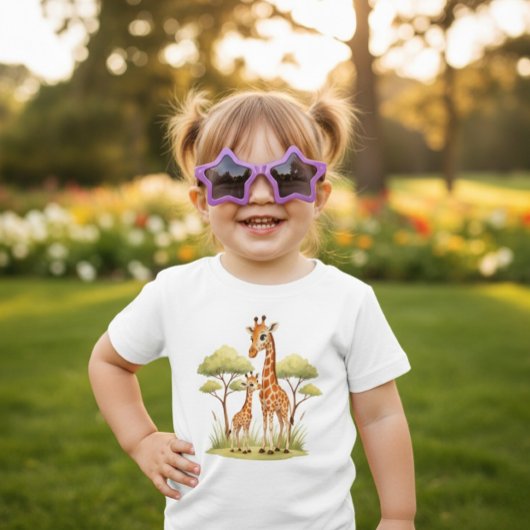 かわいい赤ちゃんキリンサファリアニマル子供服アフリカ ベビーTシャツ