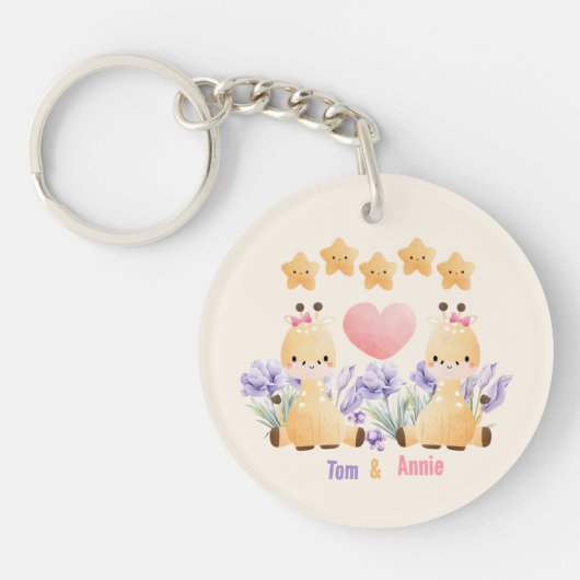 かわいい赤ちゃんキリン アクリルキーチェーン キーホルダー (正面)